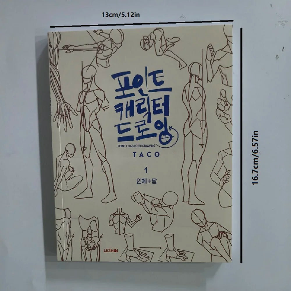 2 Books Bilingual English And Korean : POINT CHARACTER DRAWING TACO Korean Painter's Animation Character Quick Qrawing Art Book