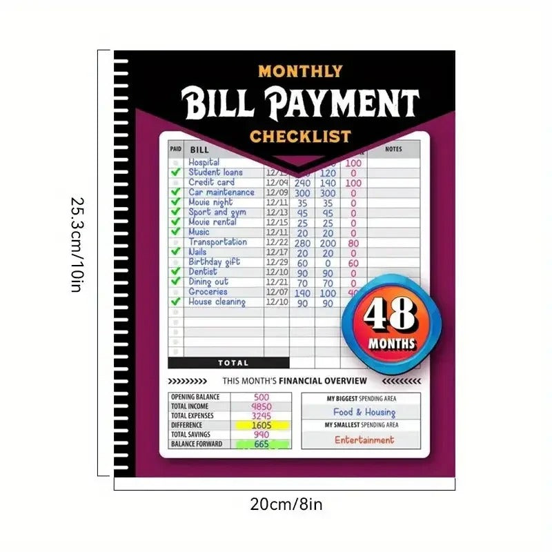 Monthly Bill Payment Checklist: Bill Tracker Notebook, The 4-Year Guide for Families & Money Managers