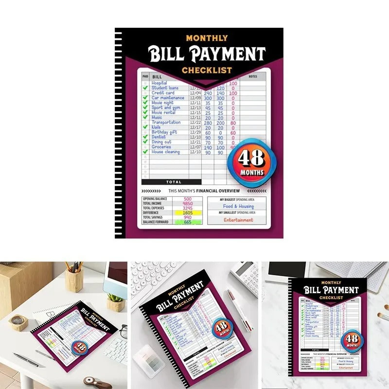 Monthly Bill Payment Checklist: Bill Tracker Notebook, The 4-Year Guide for Families & Money Managers