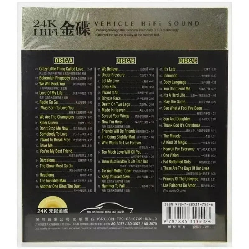 Famous British Rock Band 3 CDs Classic Pop Rock Songs Car Lossless Vinyl CD Classic Nostalgic Music