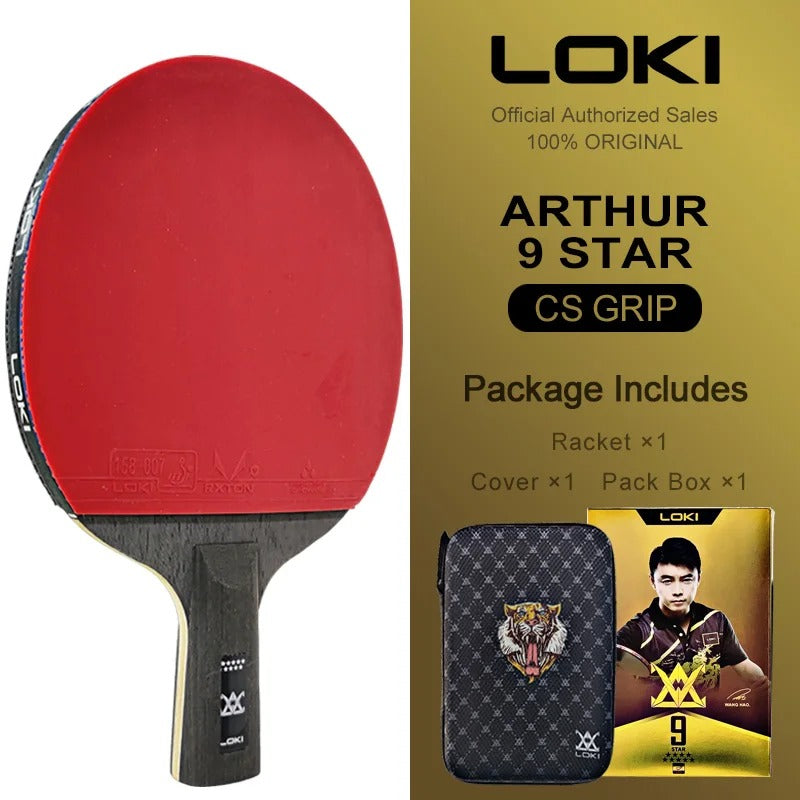 LOKI ARTHUR 9 Star Table Tennis Racket Carbon Offensive Lightweight Ping Pong Racket Paddle Bat with Sticky Rubber ITTF Approved